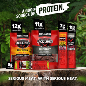 Jack Link's beef sticks and jerky ready for quick protein during adventures.
