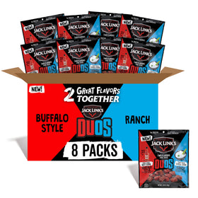 Jack Link's DUOs Frank's RedHot Buffalo-style packfront ready-to-eat protein snack