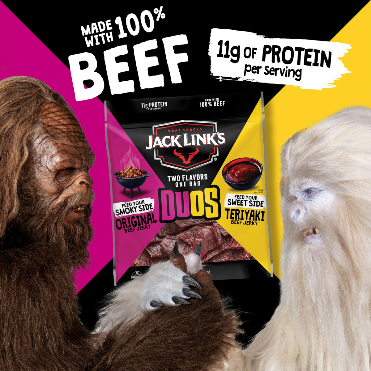 Close-up of Jack Link's Duos jerky texture and beef quality.