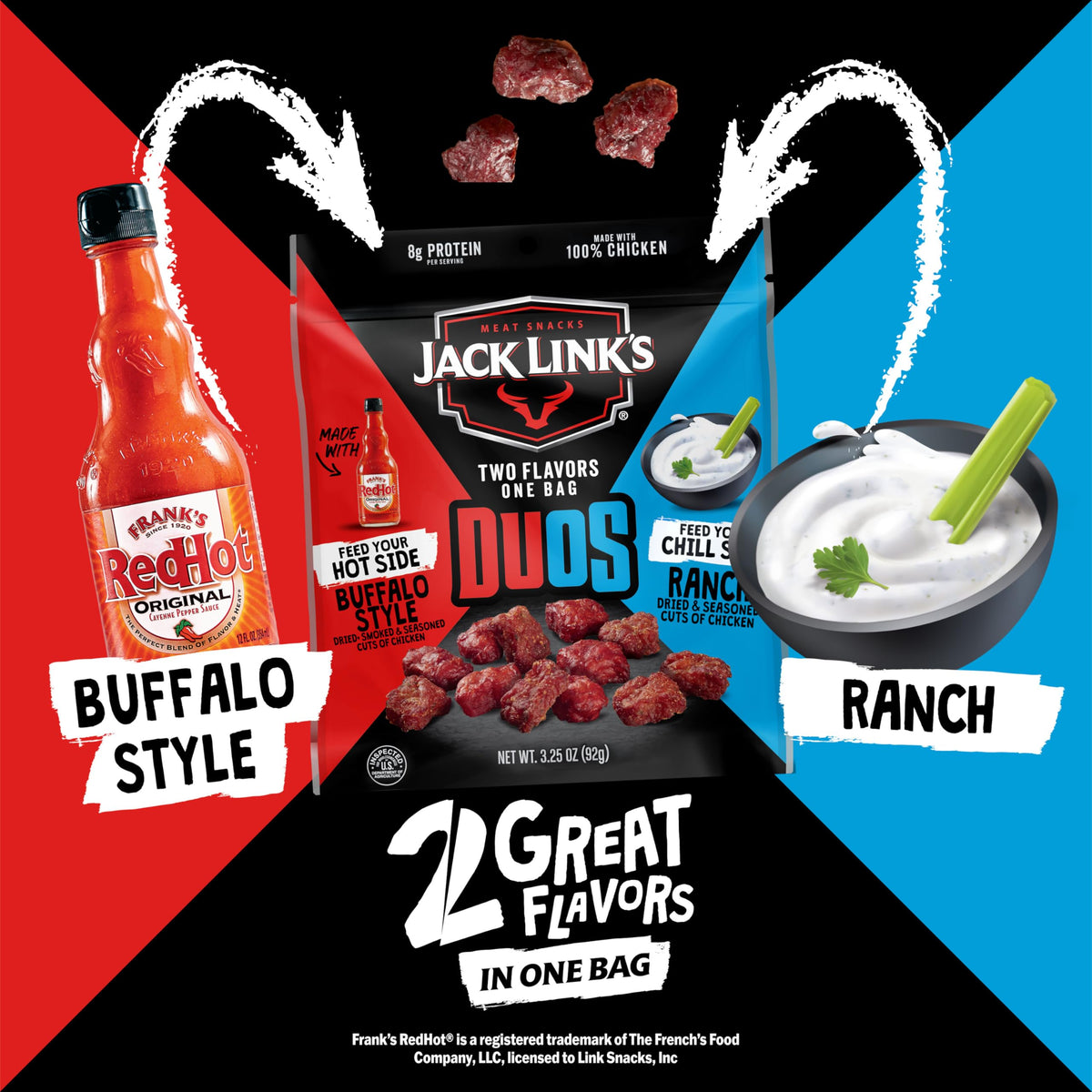 Jack Link's DUOs Ranch chicken bites bagopen two-flavor snack on the go