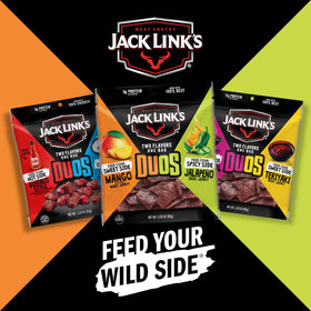 Gluten-free beef jerky option with 80 calories per serving.