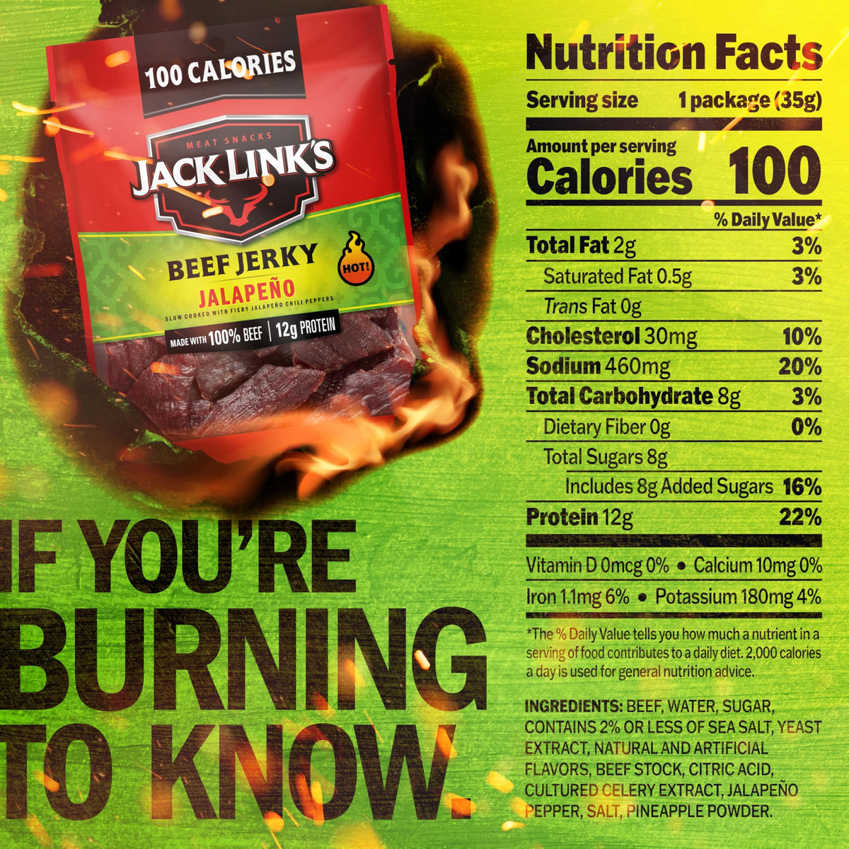 Single 1.25 oz Jack Link's Jalapeño Beef Jerky bag ready to snack anywhere