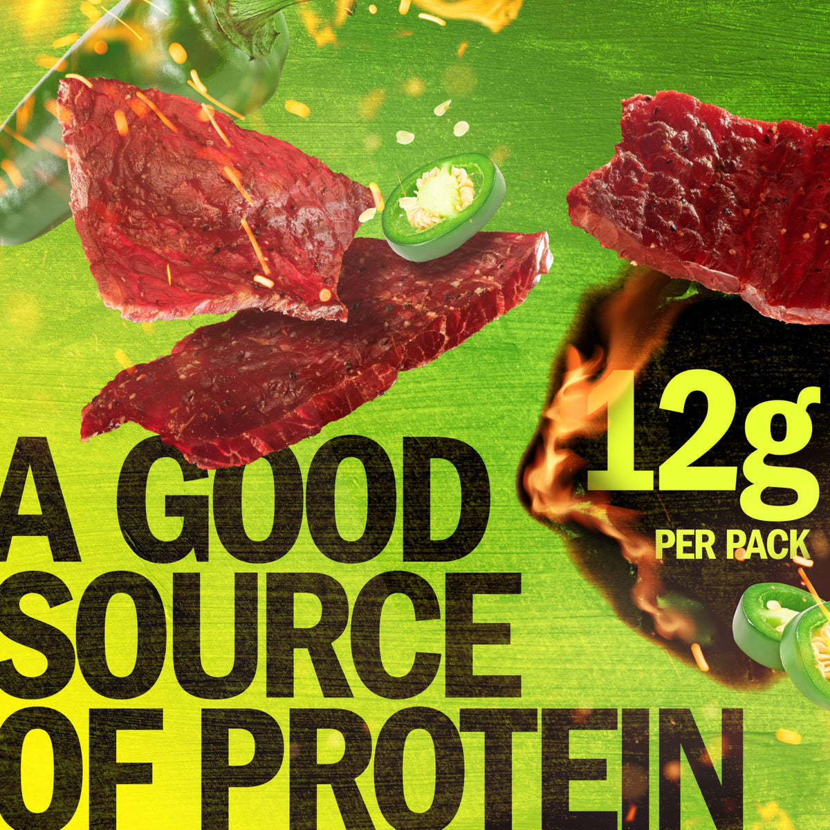 Wood-smoke aroma on Jack Link's jalapeño jerky enhances smoky notes