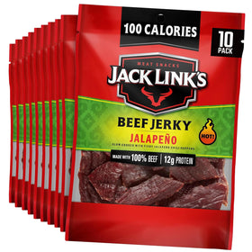 Jack Link's Jalapeño Beef Jerky multipack box with ten 1.25 oz bags for easy on-the-go protein
