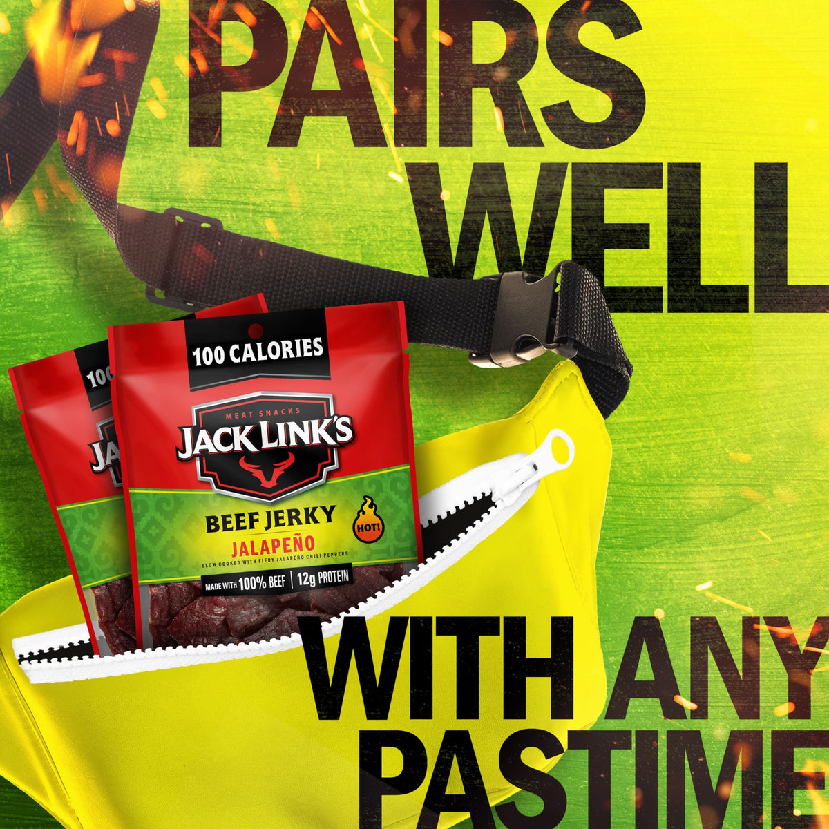 Office-desk snack: Jack Link's jalapeño jerky in a portable bag