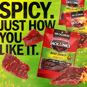Close-up of jalapeño seasoning on Jack Link's jerky highlighting bold flavor