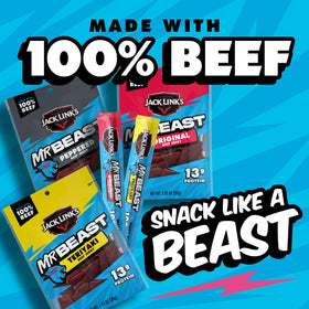 Jack Link's MrBeast beef jerky Peppered bag delivers bold taste and sustained protein