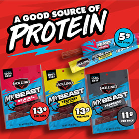 Jack Link's MrBeast beef jerky Teriyaki bag blends sweet-salty flavor with convenience