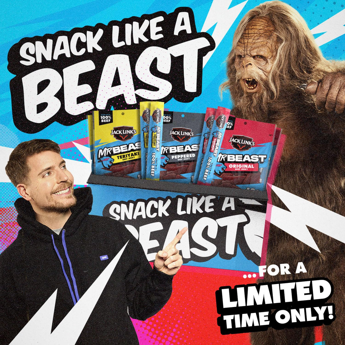 Jack Link's MrBeast snack pack in backpack-ready format for busy days