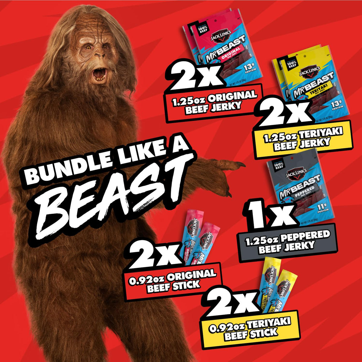Jack Link's MrBeast beef stick Teriyaki bag offers savory snack with protein