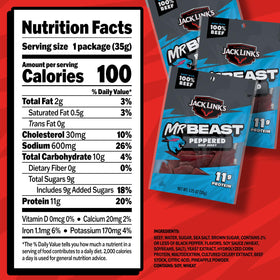 Savory pepper flavor and tender beef texture satisfy quick snack cravings.