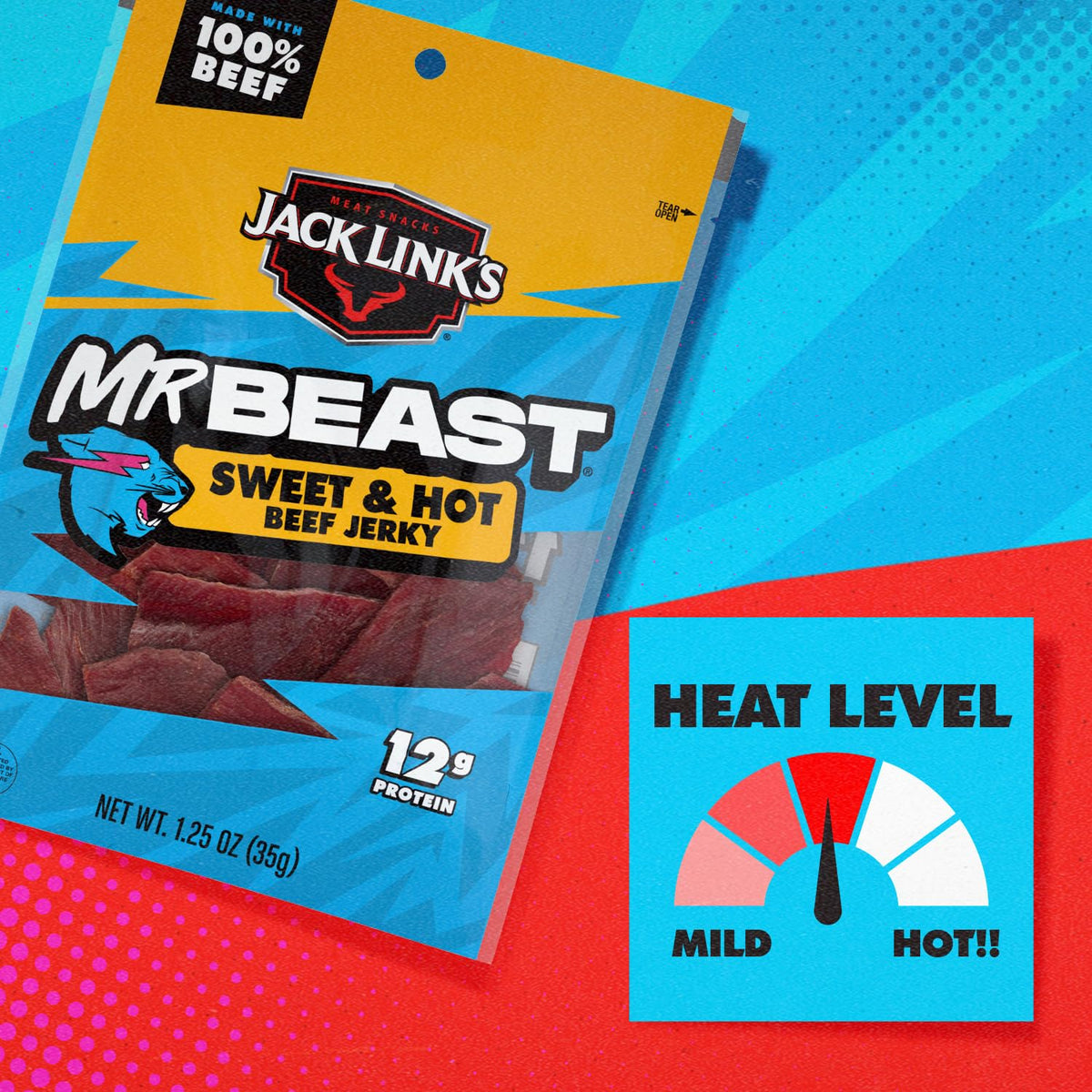 Ideal lunchbox snack featuring Jack Link's MrBeast jerky.