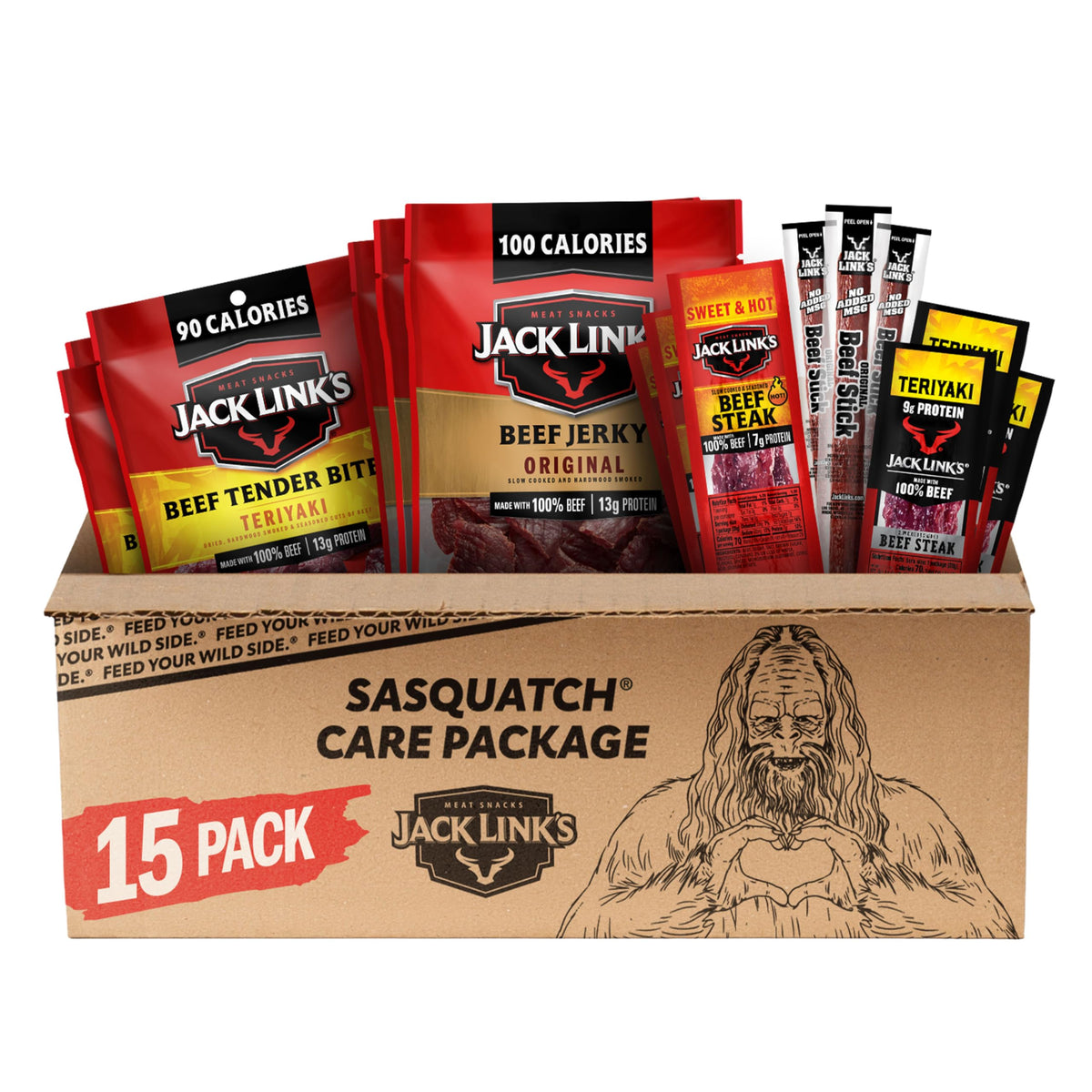 Jack Link's Original Beef Jerky bag, bold protein snack on the go.