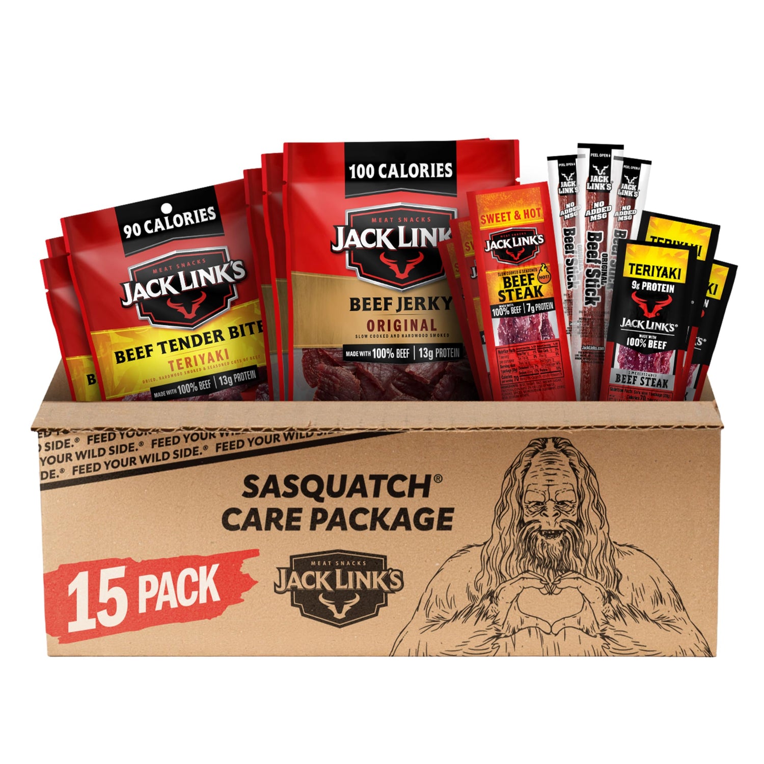 Jack Link's Original Beef Jerky bag, bold protein snack on the go.