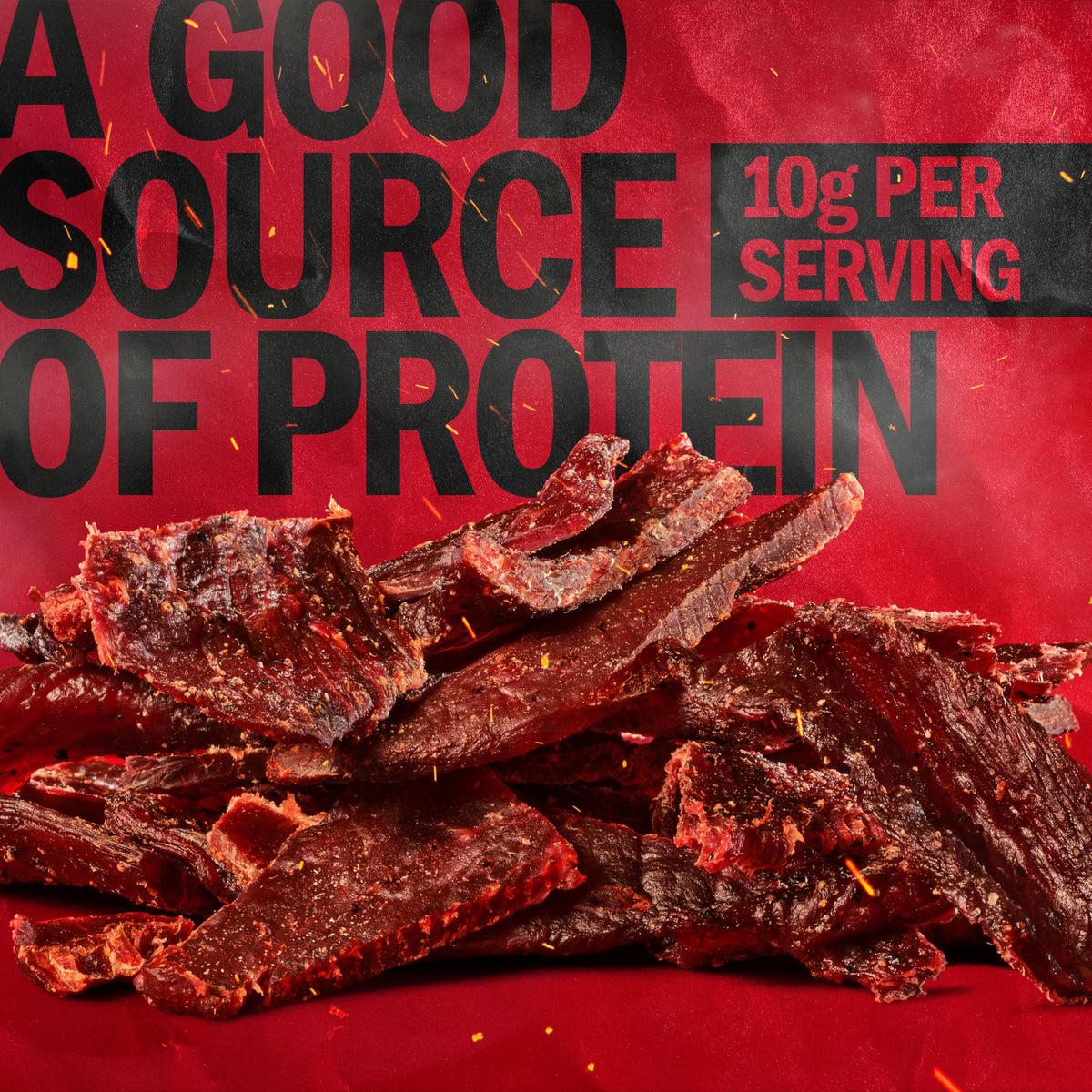 Close-up of Jack Link's Original jerky, hardwood-smoke texture