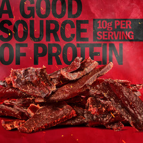 Resealable packaging keeps jerky fresh for meals, hikes, or commutes.