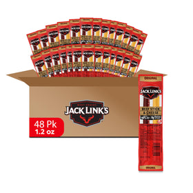 Jack Link's Original Beef Stick & Cheese Combo 48-pack front view, ready-to-eat protein for on-the-go snacking.