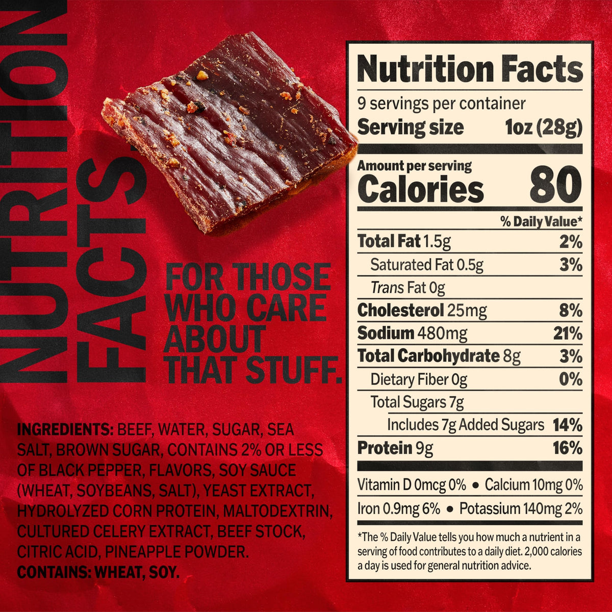 Jack Link's Peppered Beef Jerky close-up highlights peppery texture and meaty quality.