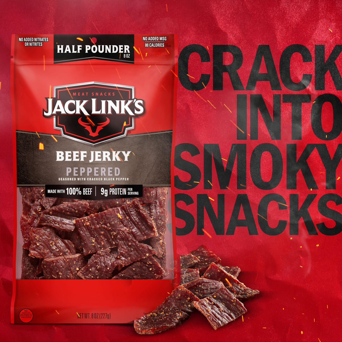 Hardwood-smoked aroma captured in Jack Link's Peppered Beef Jerky.