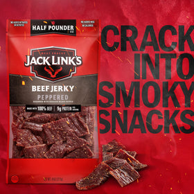 Hardwood-smoked aroma captured in Jack Link's Peppered Beef Jerky.