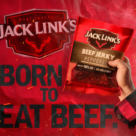 Jack Link's Peppered Beef Jerky in a resealable bag for convenient storage.