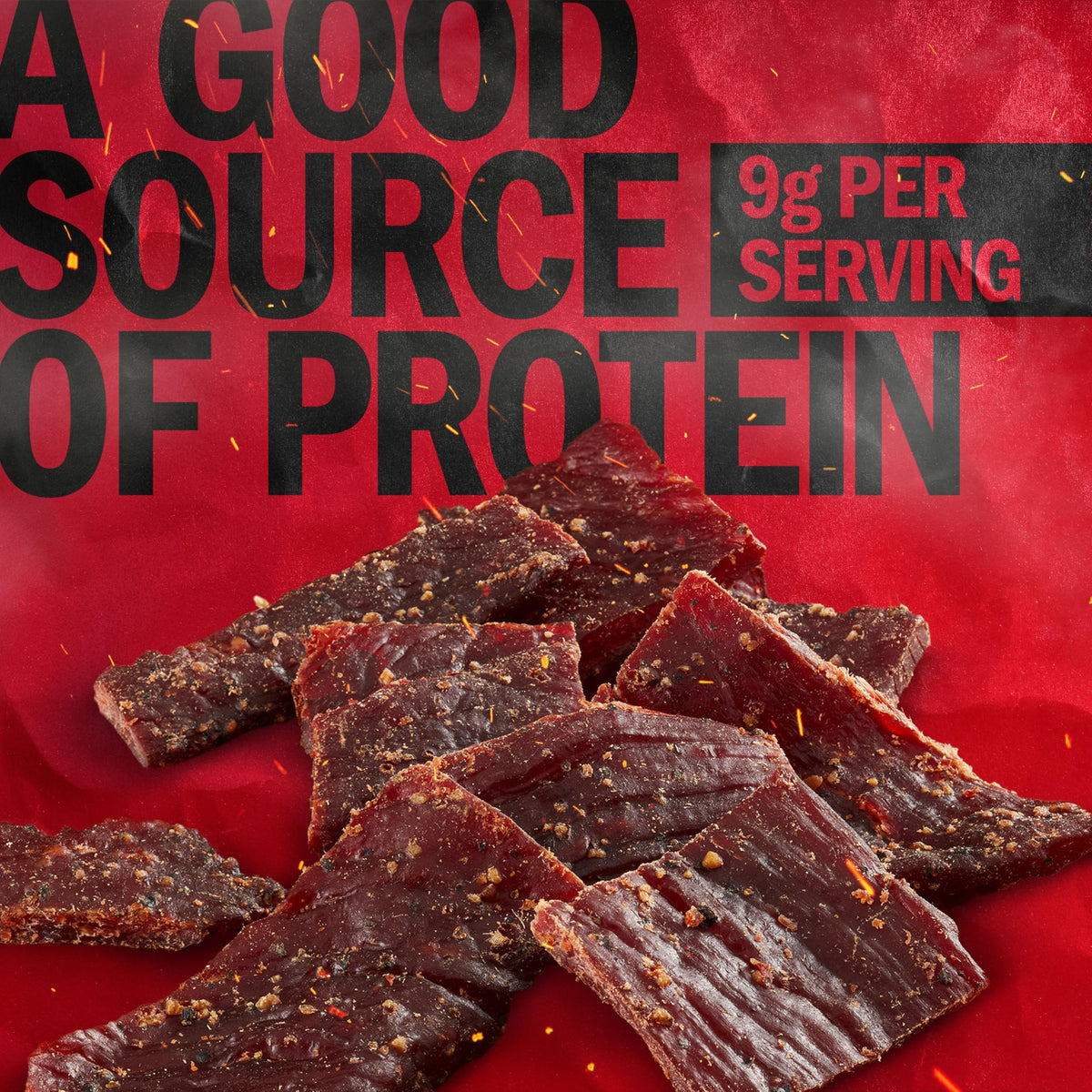 Peppered seasoning and beef texture on Jack Link's Jerky close-up view.