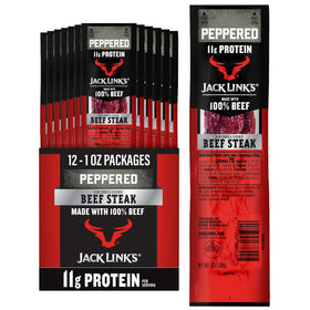 Jack Link's Peppered Beef Steaks pack-shot for on the go protein.