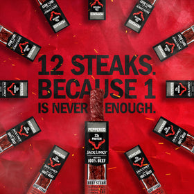 Jack Link's Peppered Beef Steaks enjoyed during an outdoor road trip.