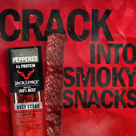 Peppered spice close-up on Jack Link's Beef Steaks.