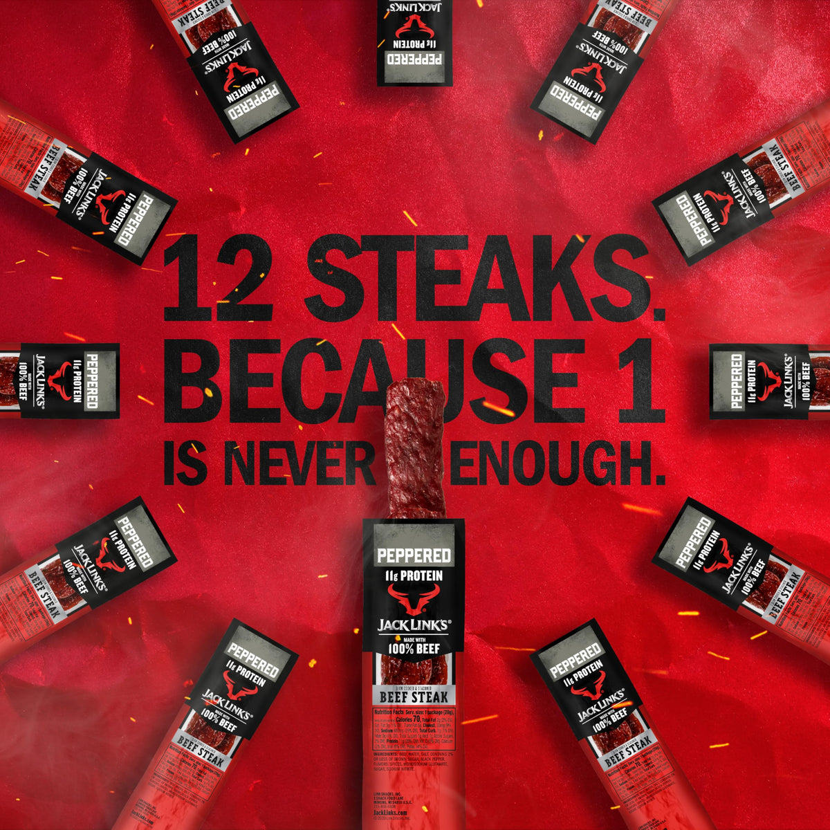 Jack Link's Peppered Beef Steaks texture close-up.