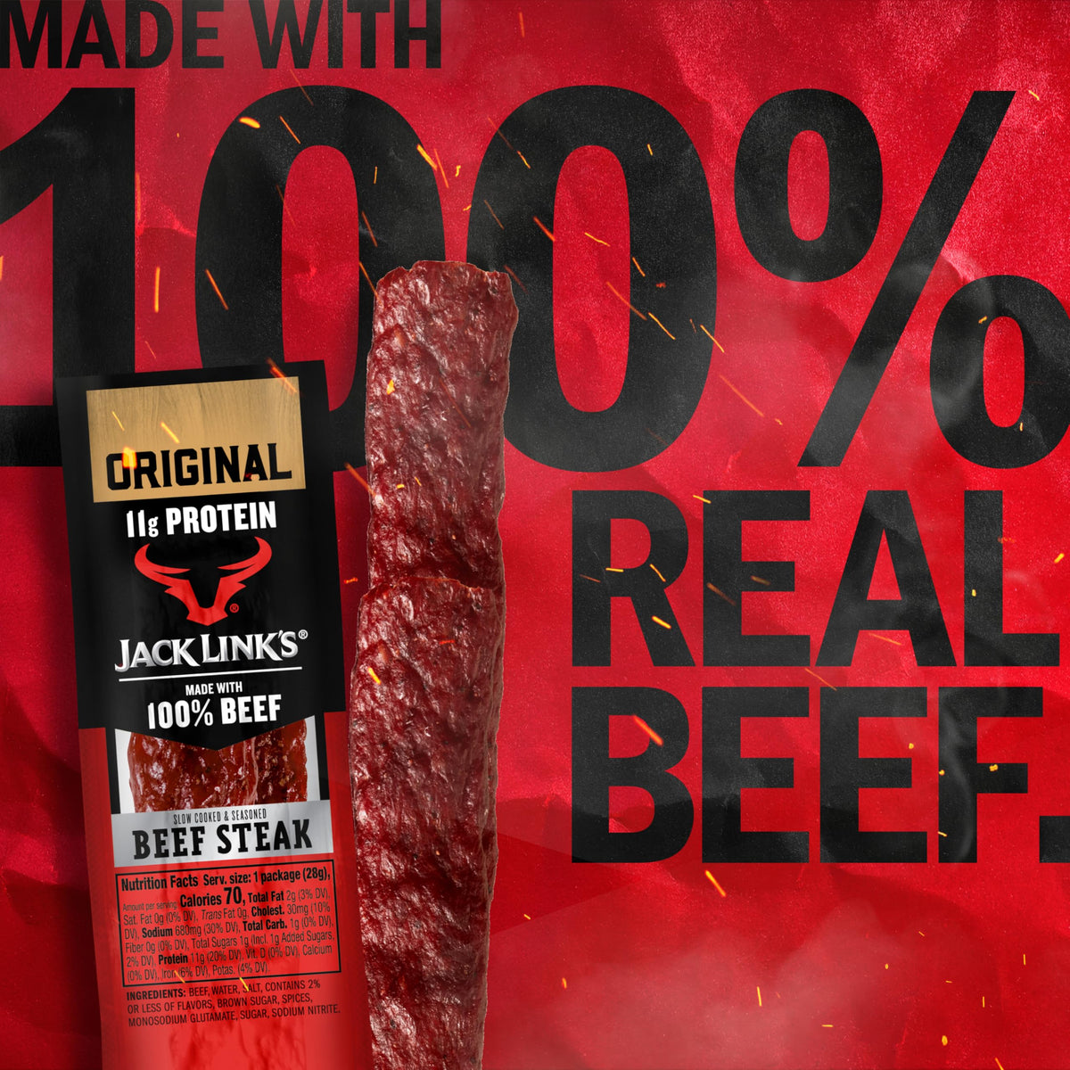 Jack Link's premium beef steak smoked over hardwood for rich flavor.
