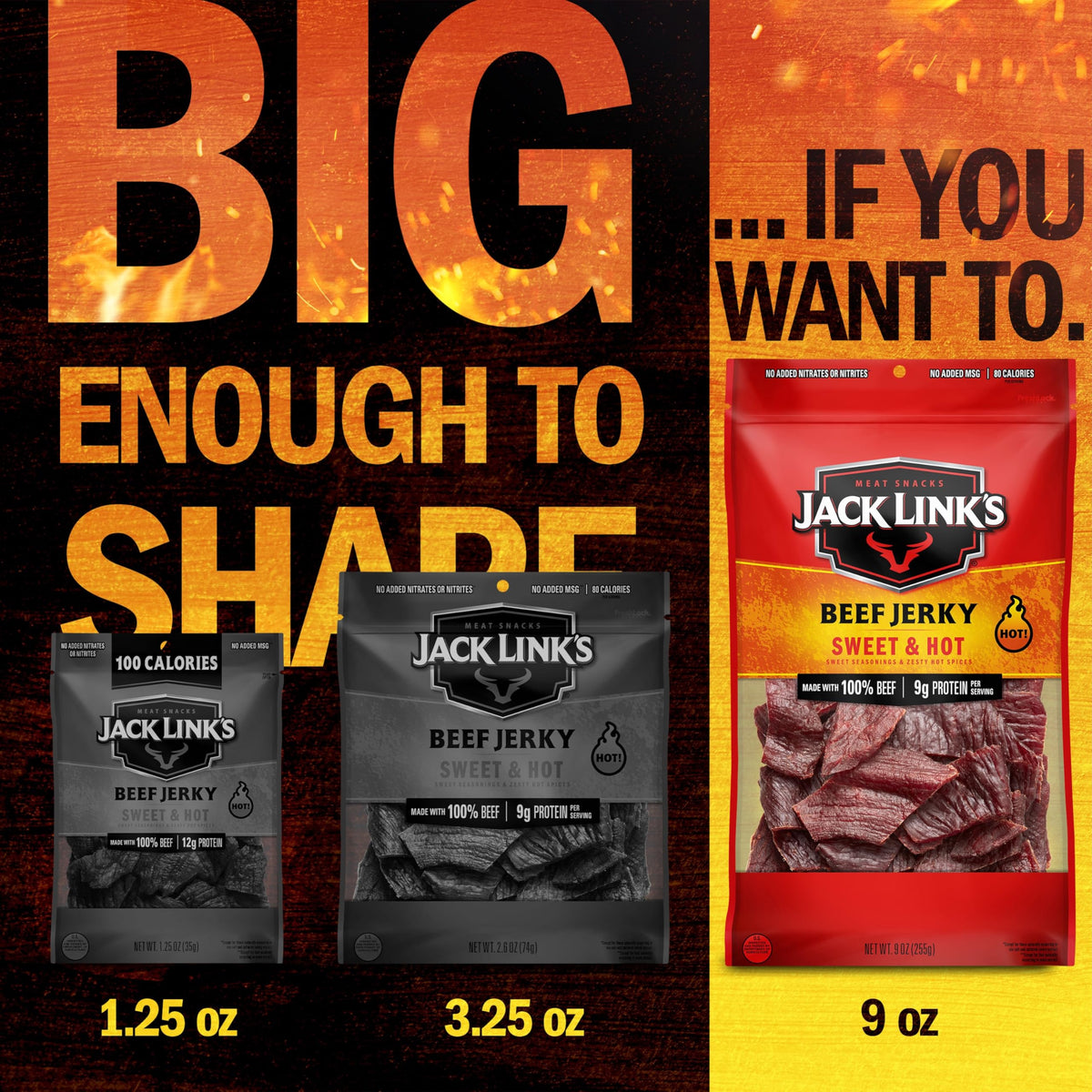 Jack Link's Sweet & Hot jerky in a compact, portable on-the-go snack format.