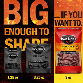 Jack Link's Sweet & Hot jerky in a compact, portable on-the-go snack format.