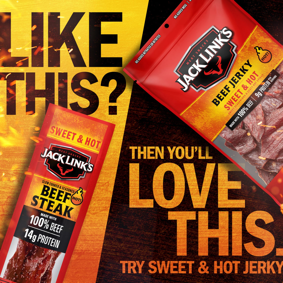 Jack Link's Sweet and Hot beef steaks enjoyed while camping outdoors