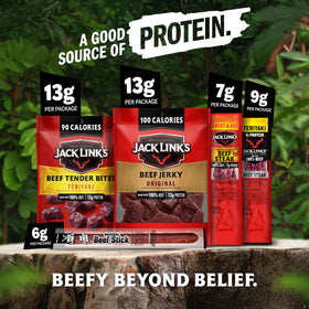 Jack Link's Sweet & Hot Beef Steaks, flavorful chewy bites.