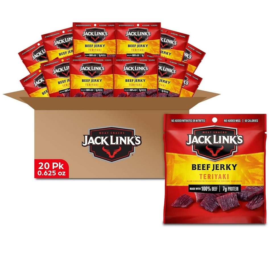 Jack Link's Teriyaki Beef Jerky 0.625 oz bag—protein-packed on-the-go snack