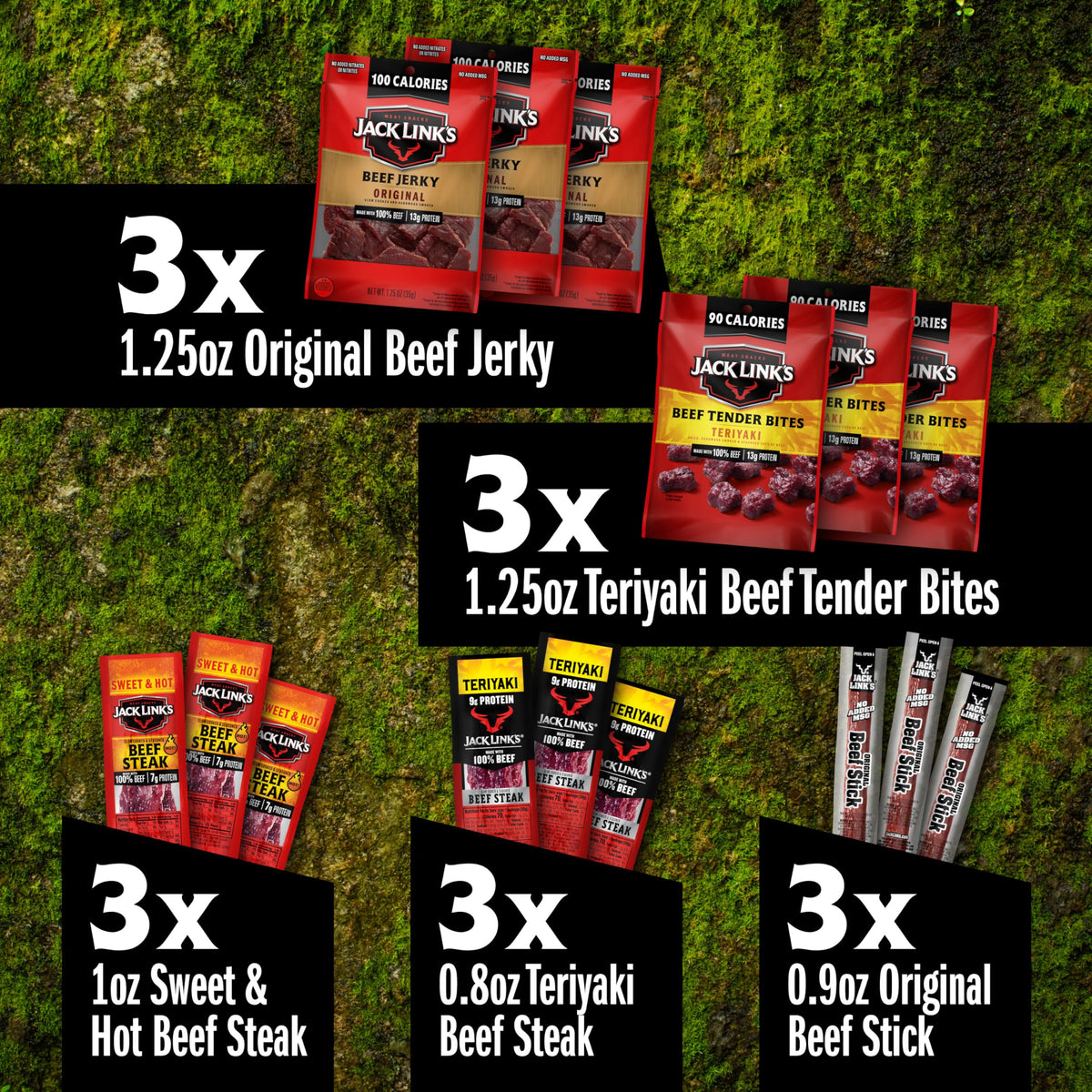 Jack Link's Teriyaki Beef Steaks, smoky teriyaki flavor.