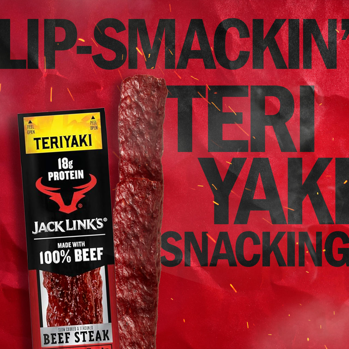 Jack Link's Teriyaki Beef Steaks tender texture with smoke.