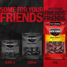Nutrition label on Jack Link's Teriyaki Jerky highlighting 11g protein per serving.