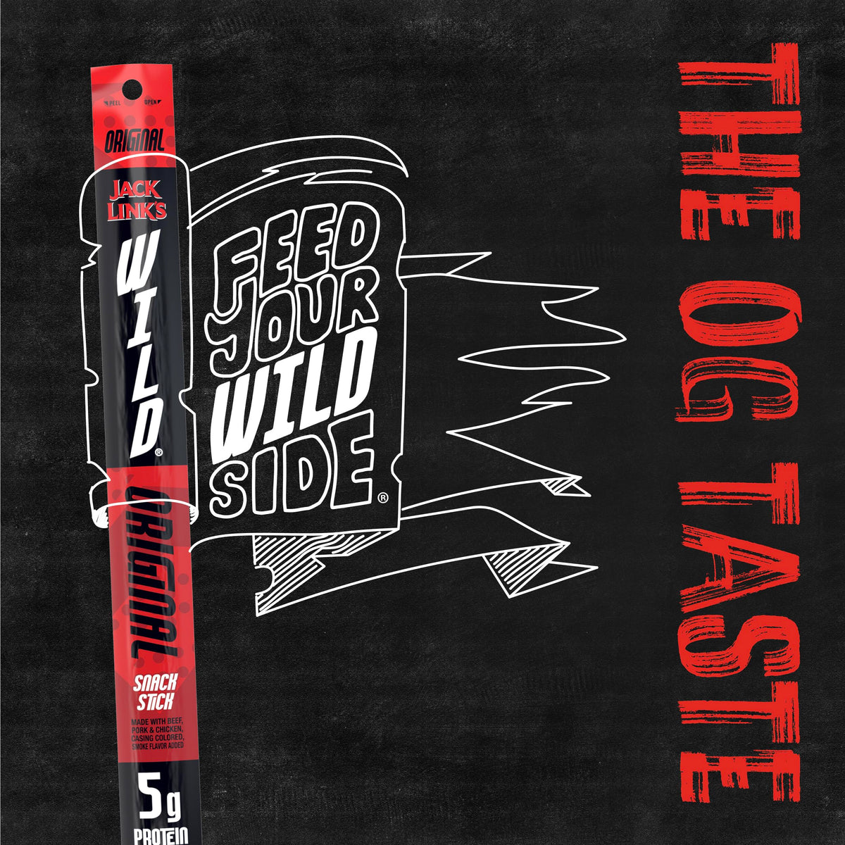 Jack Link's Wild Original meat stick close-up texture emphasizes bold flavor