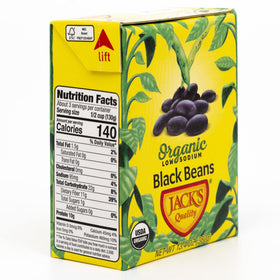 Jack's Quality Organic Black Beans ready-to-eat, no can opener required.