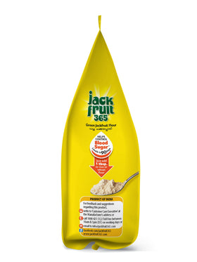 Fiber-rich close-up of green jackfruit flour indicating high soluble fiber content.