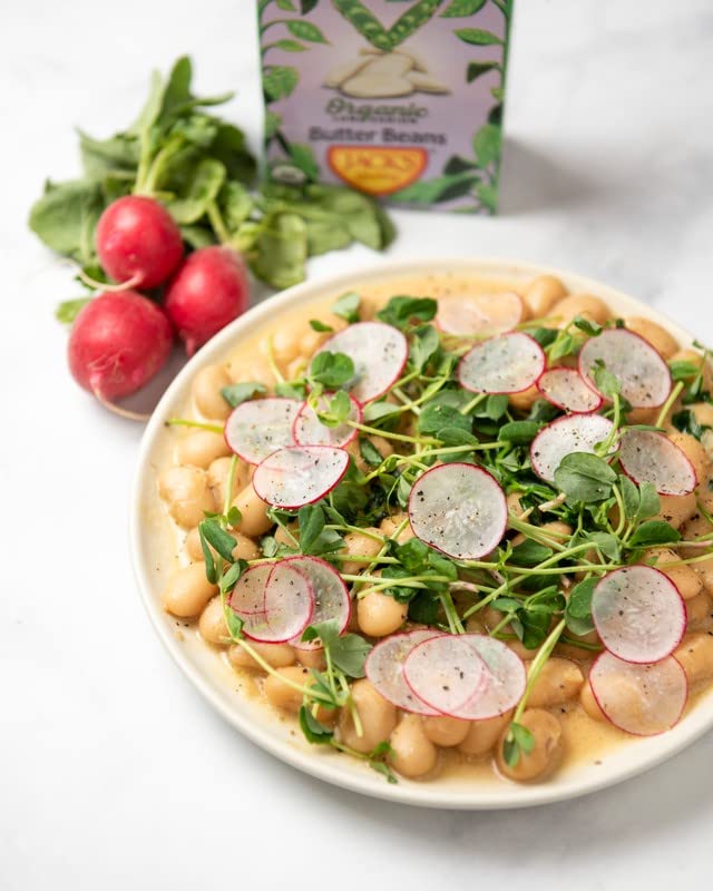 Easy-open strip shows quick access to ready-to-eat beans.