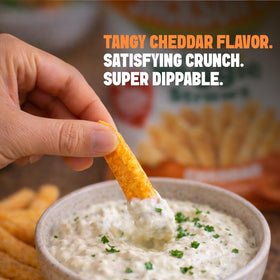 Jackson’s Cheddar-flaked veggie straw close-up, bold flavor in every bite