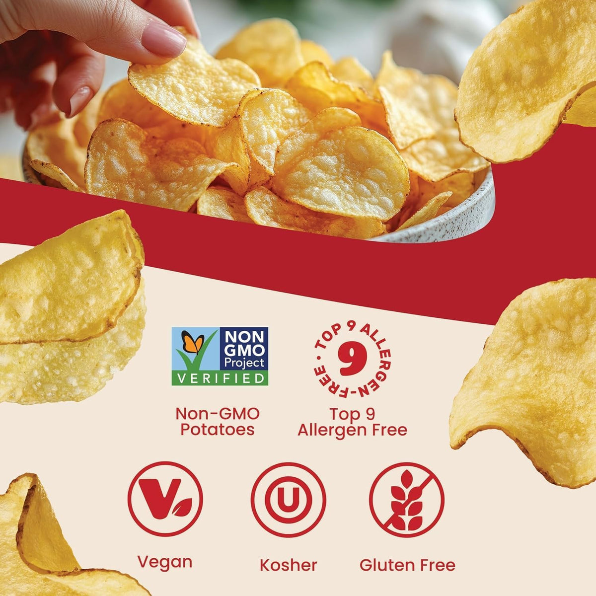 Jackson's Classic Kettle Chips sea salt close-up highlighting savory flavor.