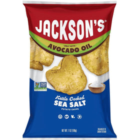 Jackson’s Potato Classic Kettle Chips with Sea Salt bag front, ready for sharing