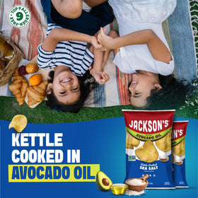 Jackson's Salt Vinegar kettle chips tangy bite for on-the-go snacking.