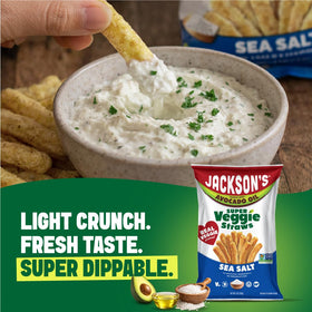 Jackson's Super Veggie Straws avocado-oil cooking shot highlighting bold crunch and natural flavor.