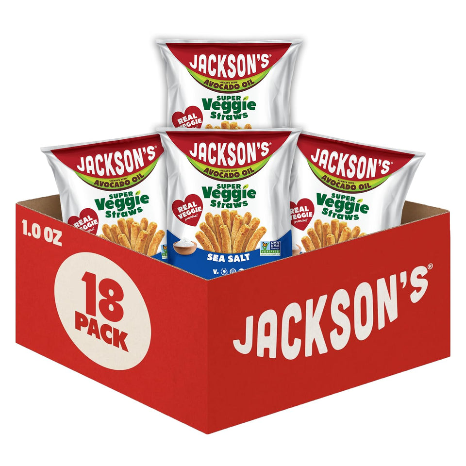 Jackson’s Super Veggie Straws sea salt pack, a craveable gluten-free snack.