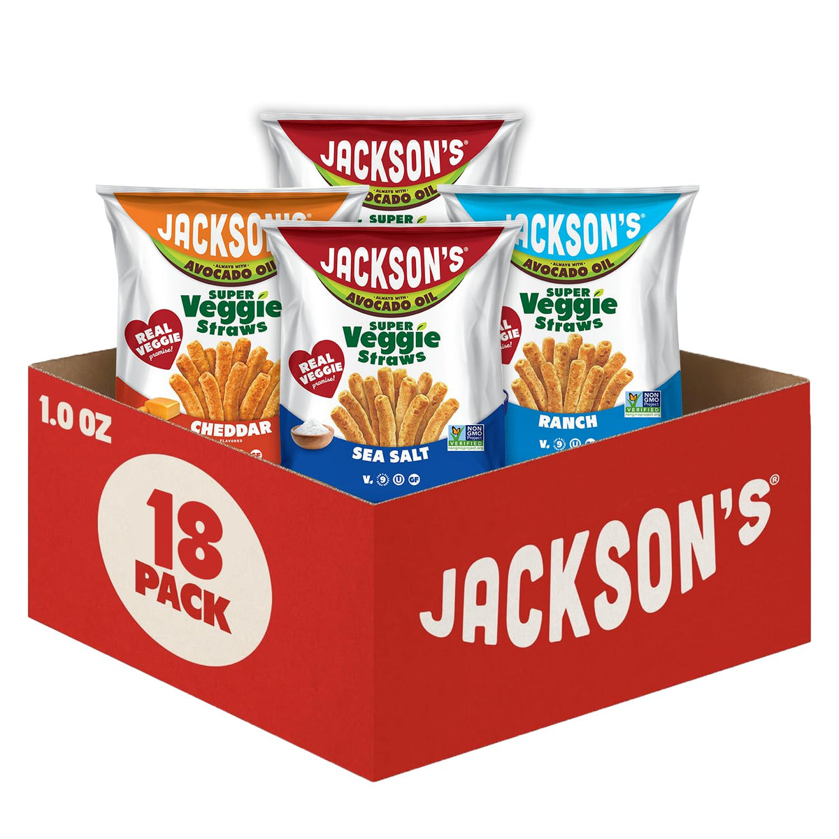 Jackson’s Super Veggie Straws Sea Salt – crisp gluten-free snack with bold flavor.